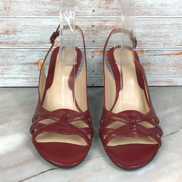 Cole Haan Aline Heeled Strappy Sandals in Red Leather - Picture 3 of 9